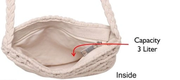 ASTRID White Macrame Crossbody Sling Bag - Free Size, White, Canvas, Pack of1